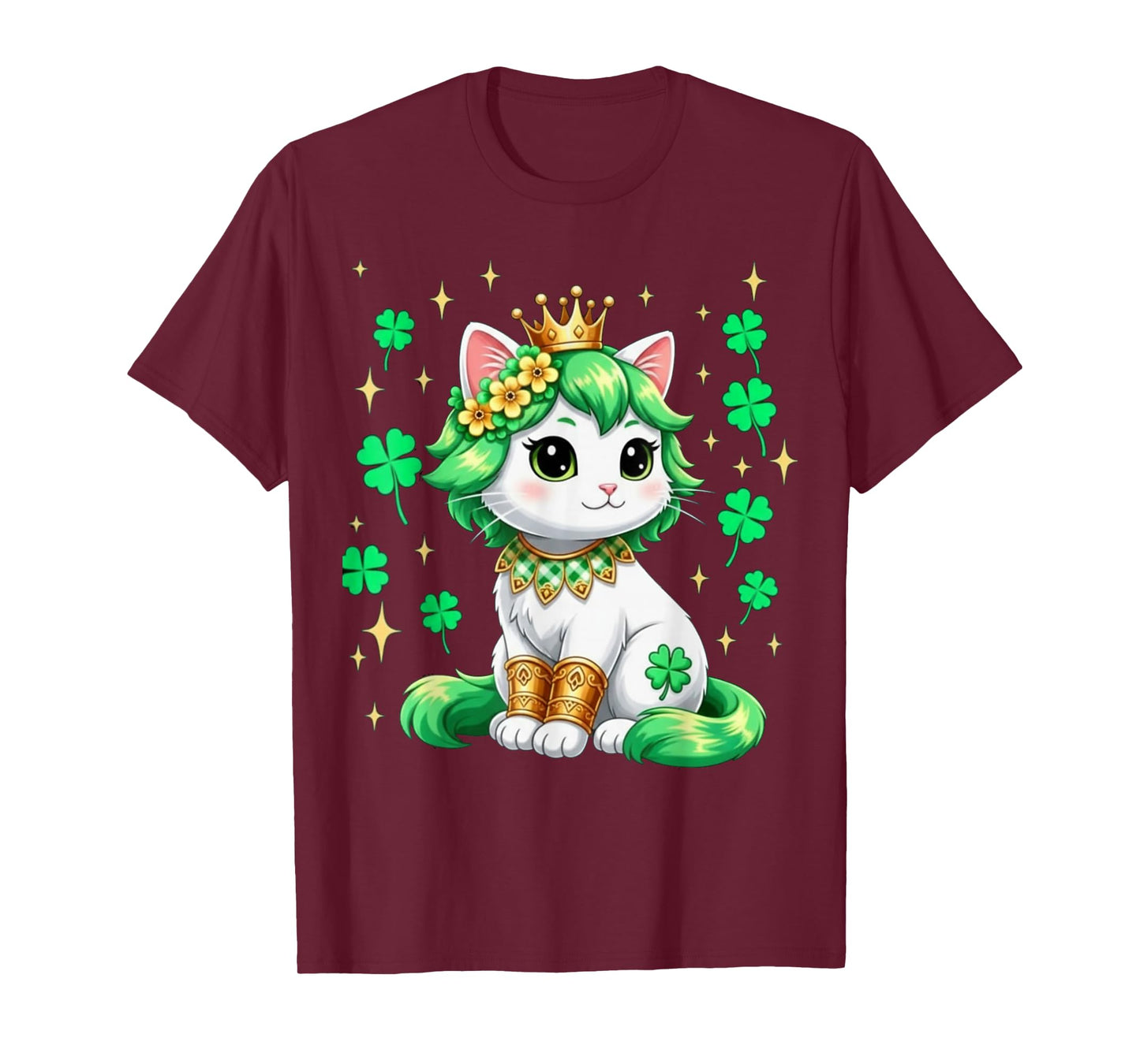 Cute Cat Shamrock St Patricks Day Girls Kids Women's T-Shirt