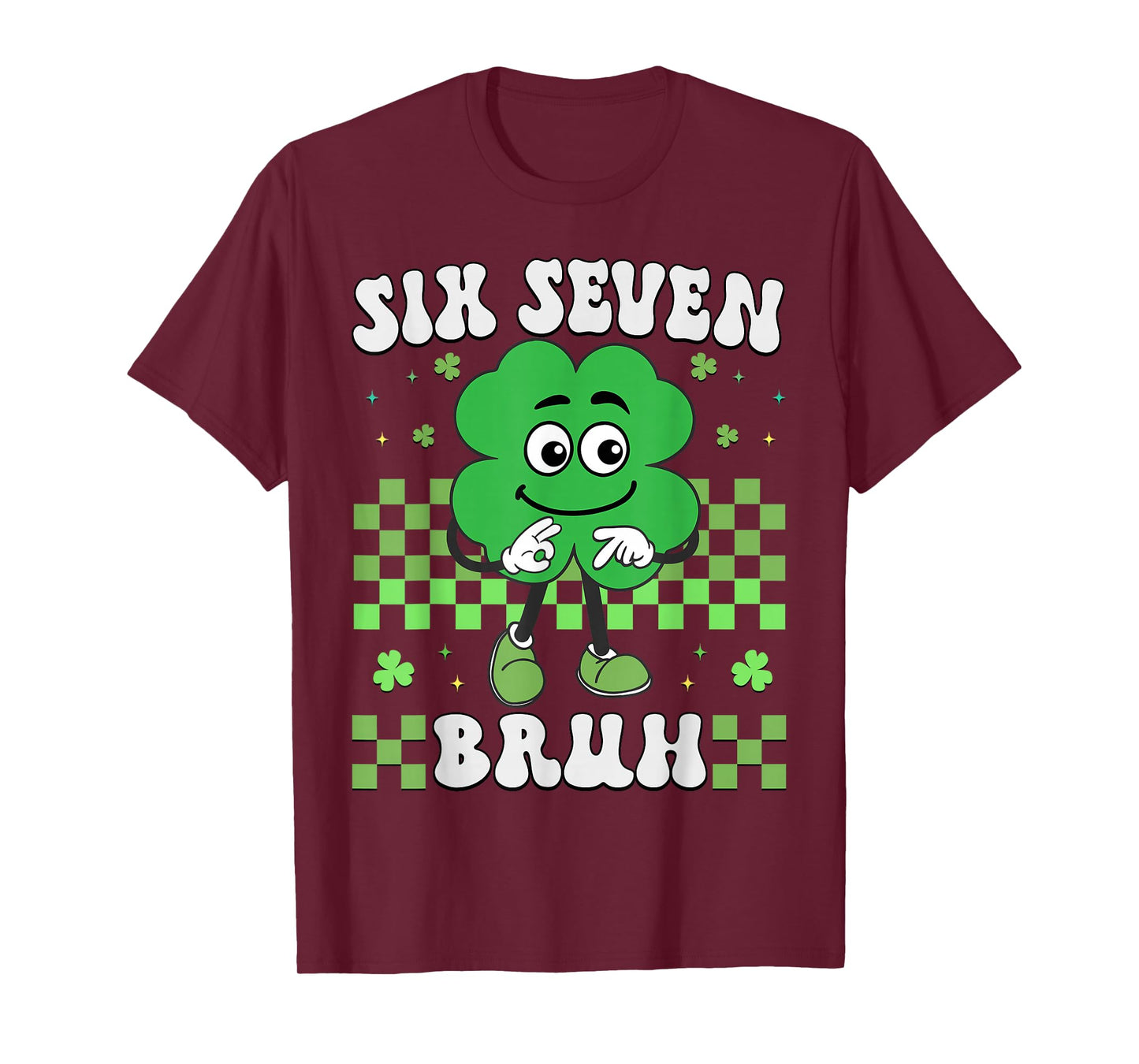 Six Seven Bruh 67 St Patrick's Day Shamrocks Boys Girls Kids T-Shirt