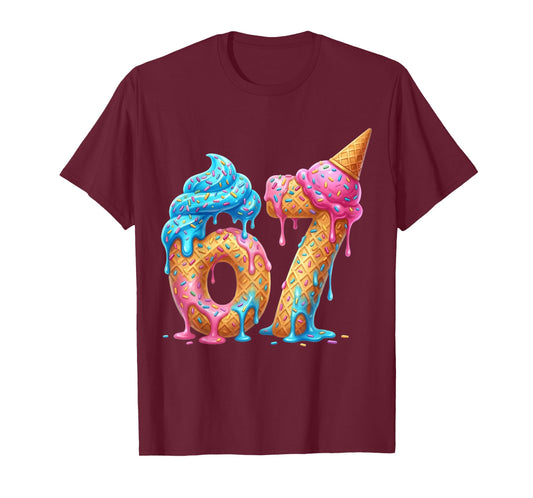 Six Seven 67 Drip 6 7 Ice Cream Dripping 6-7 Meme Funny T-Shirt