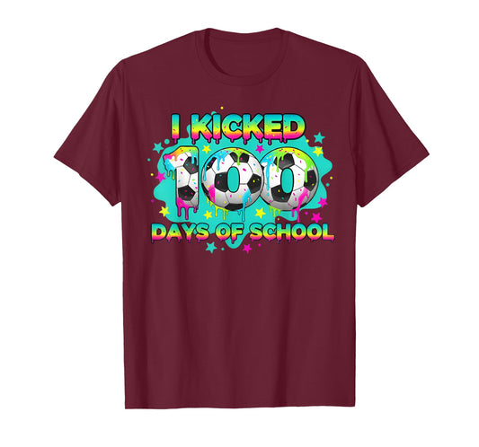 I Kicked 100 Days of School Soccer Boys Funny Kids Sport T-Shirt