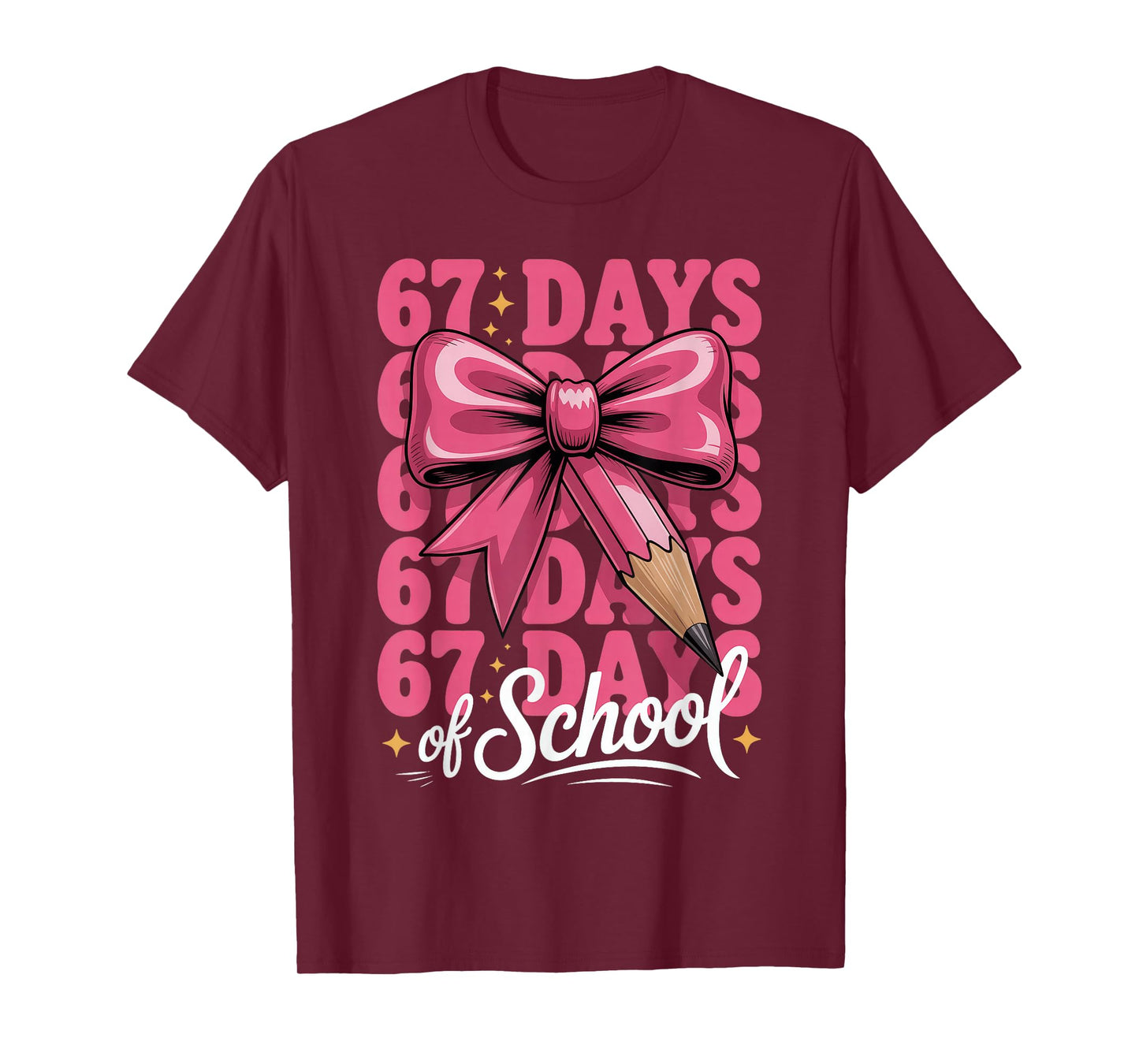 67 Days of School Girls Coquette Bow 67th Day of School T-Shirt