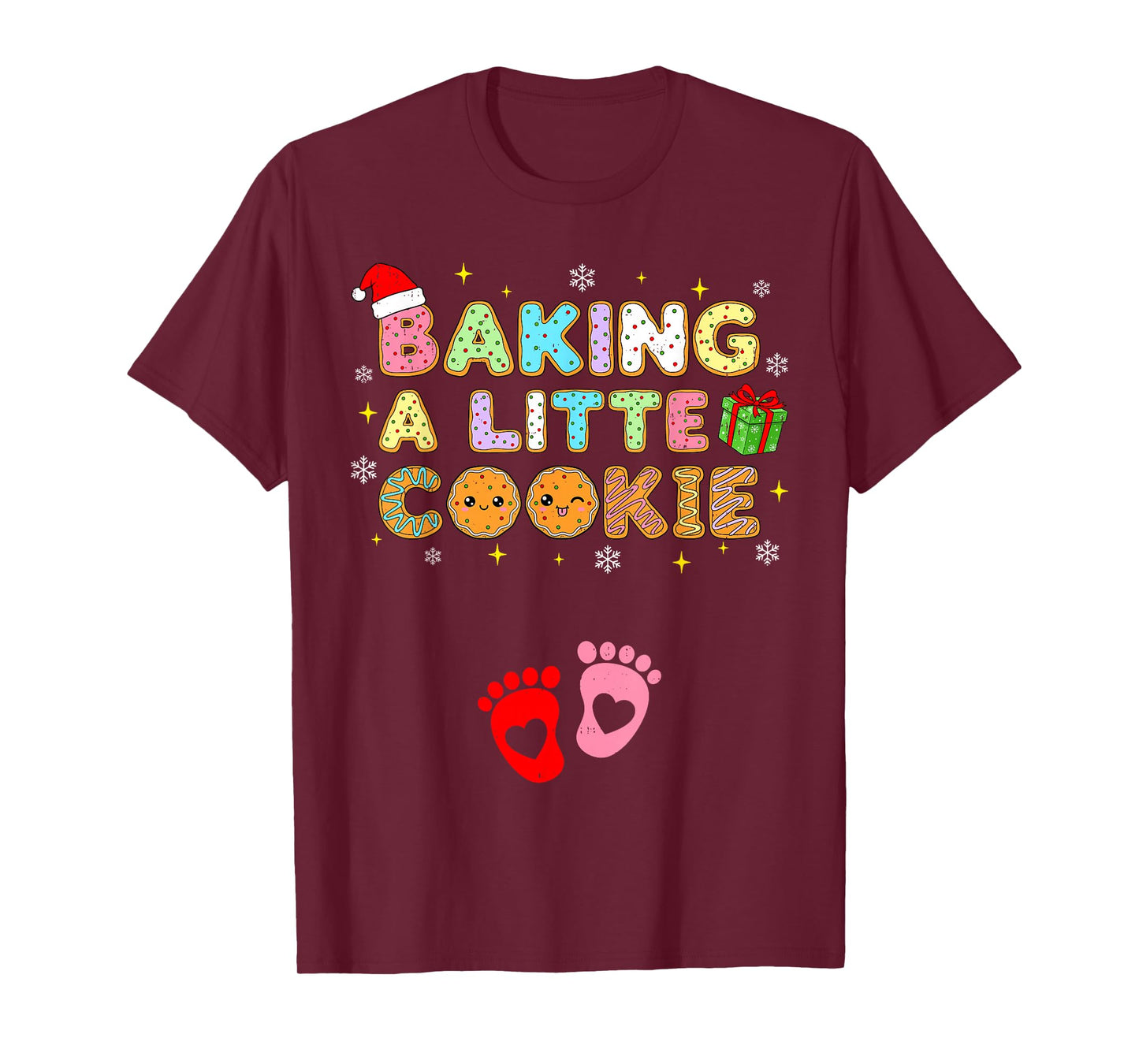 Pregnancy Announcement Christmas Funny Baking Little Cookie T-Shirt