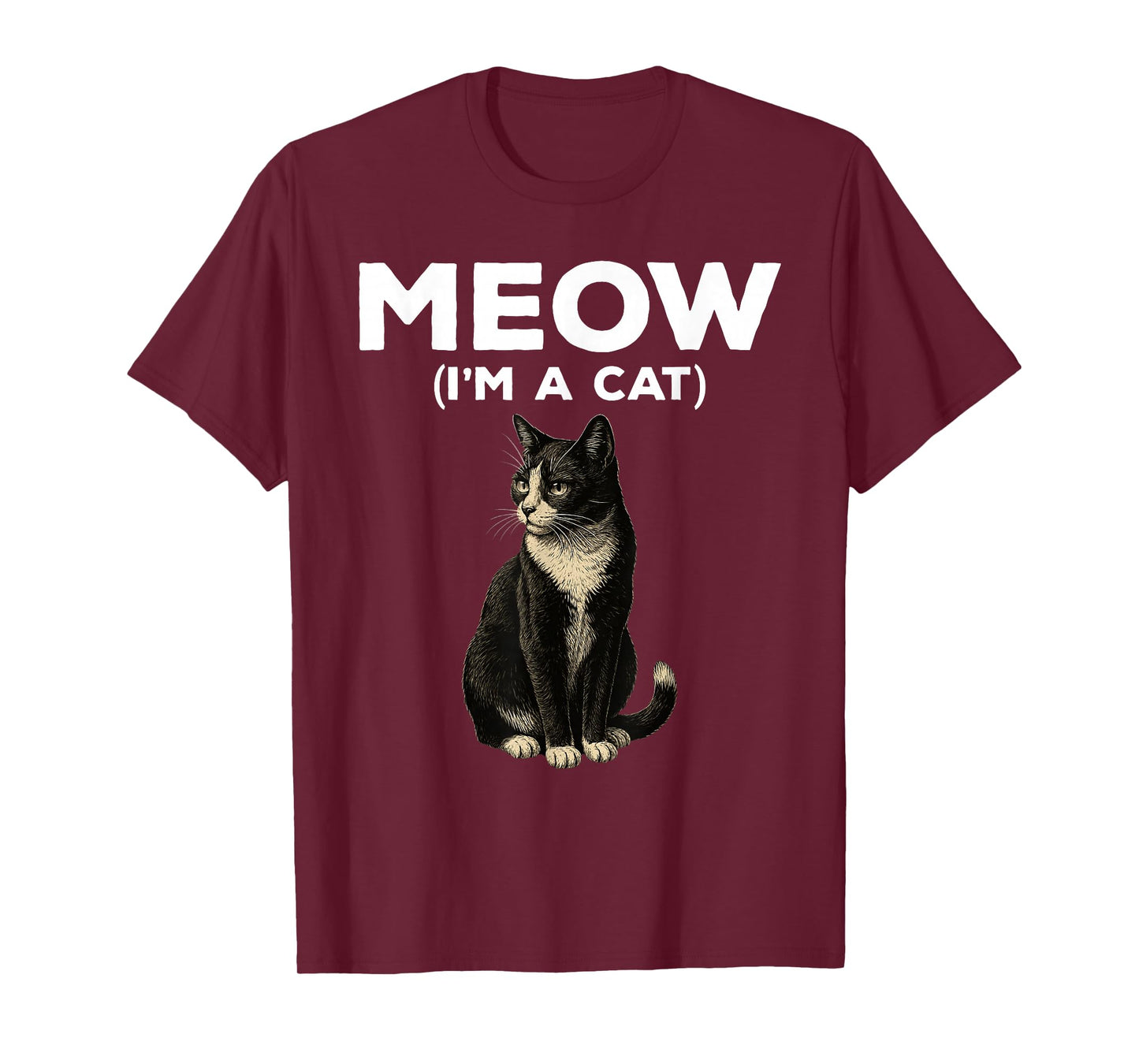Meow I'm A Cat Funny Tuxedo Cat Halloween Costume T-Shirt