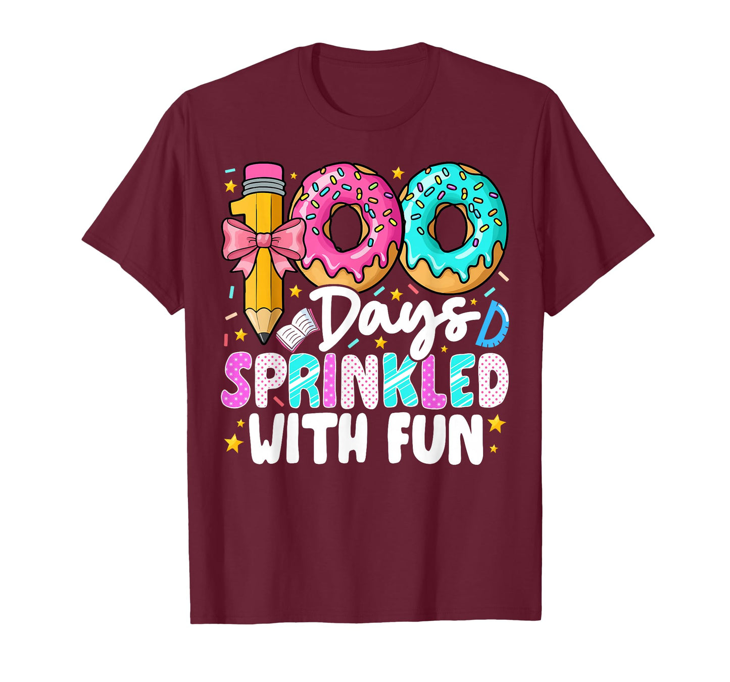 100 Days Sprinkled with Fun Donut 100th Day of School Girls T-Shirt