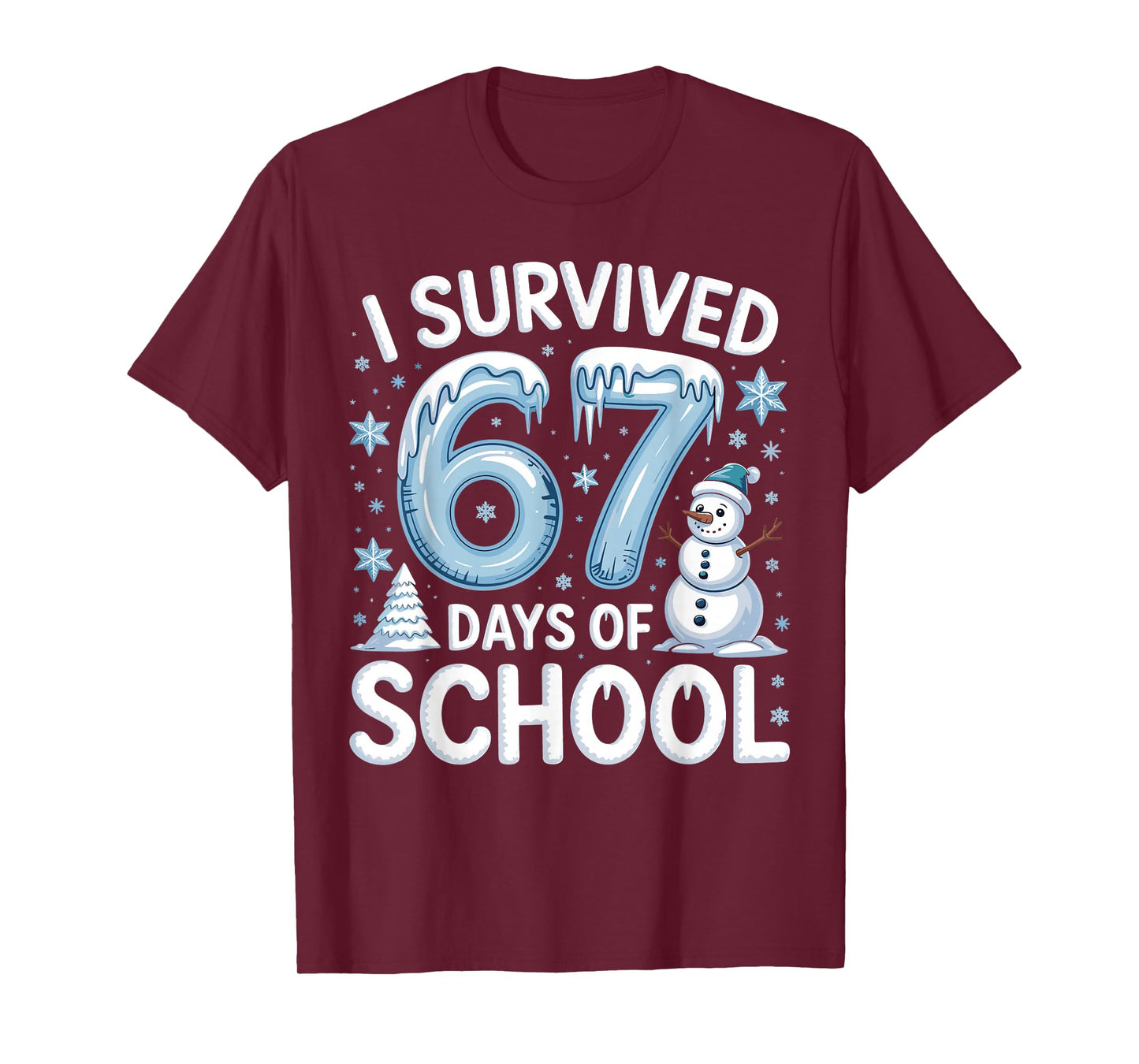 I Survived 67 Days of School Christmas Candy Cane Six Seven T-Shirt