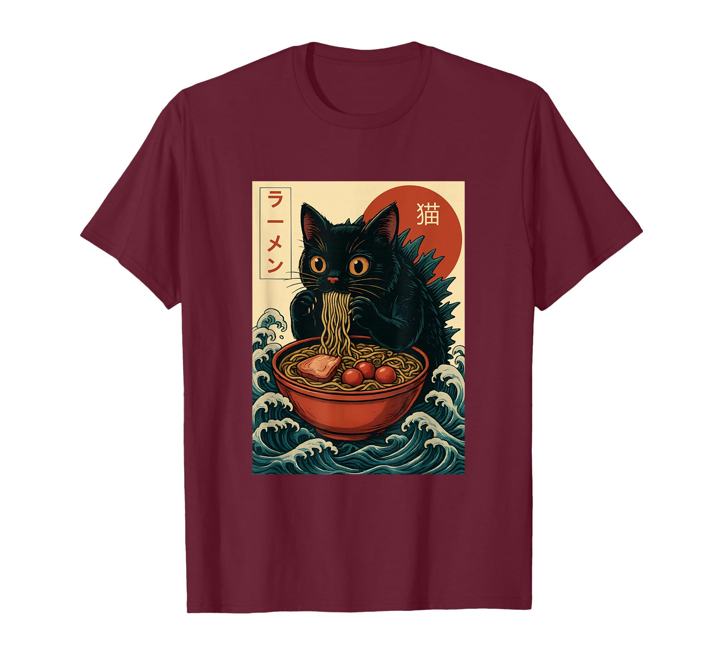 Funny Catzilla Anime Ramen Japanese Cat Gifts Men Women Kids T-Shirt