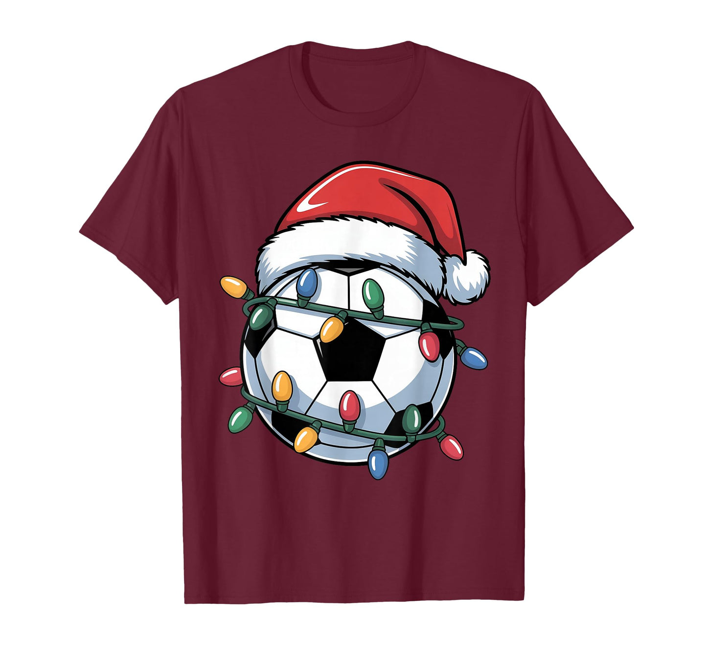 Soccer Christmas Santa Hat Soccer Ball Sport Men Women Kids T-Shirt