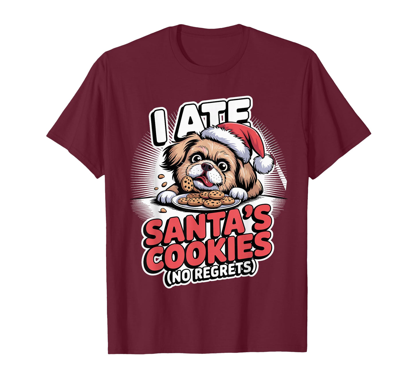 I Ate Santas Cookies Xmas Puppy Funny Christmas Pekingese T-Shirt