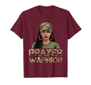 Prayer Warrior Camo Hat God Jesus Christian Black Girl Woman T-Shirt