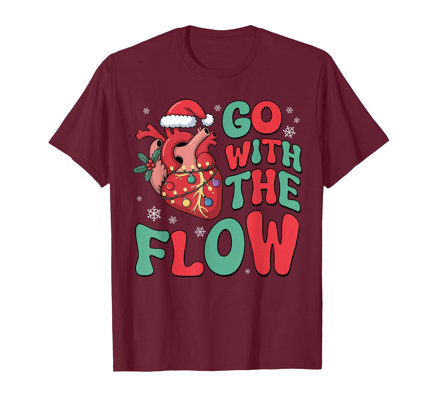 Vintage CVICU Cardiac Nurse Xmas Heart Flow T-Shirt
