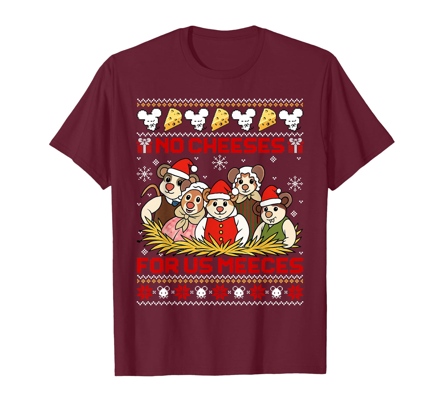 No Cheeses for Us Meeces Vintage Christmas Ugly Sweater T-Shirt