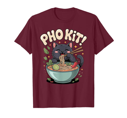 Black Noodle Cat Vietnamese Food Pho Kit T-Shirt