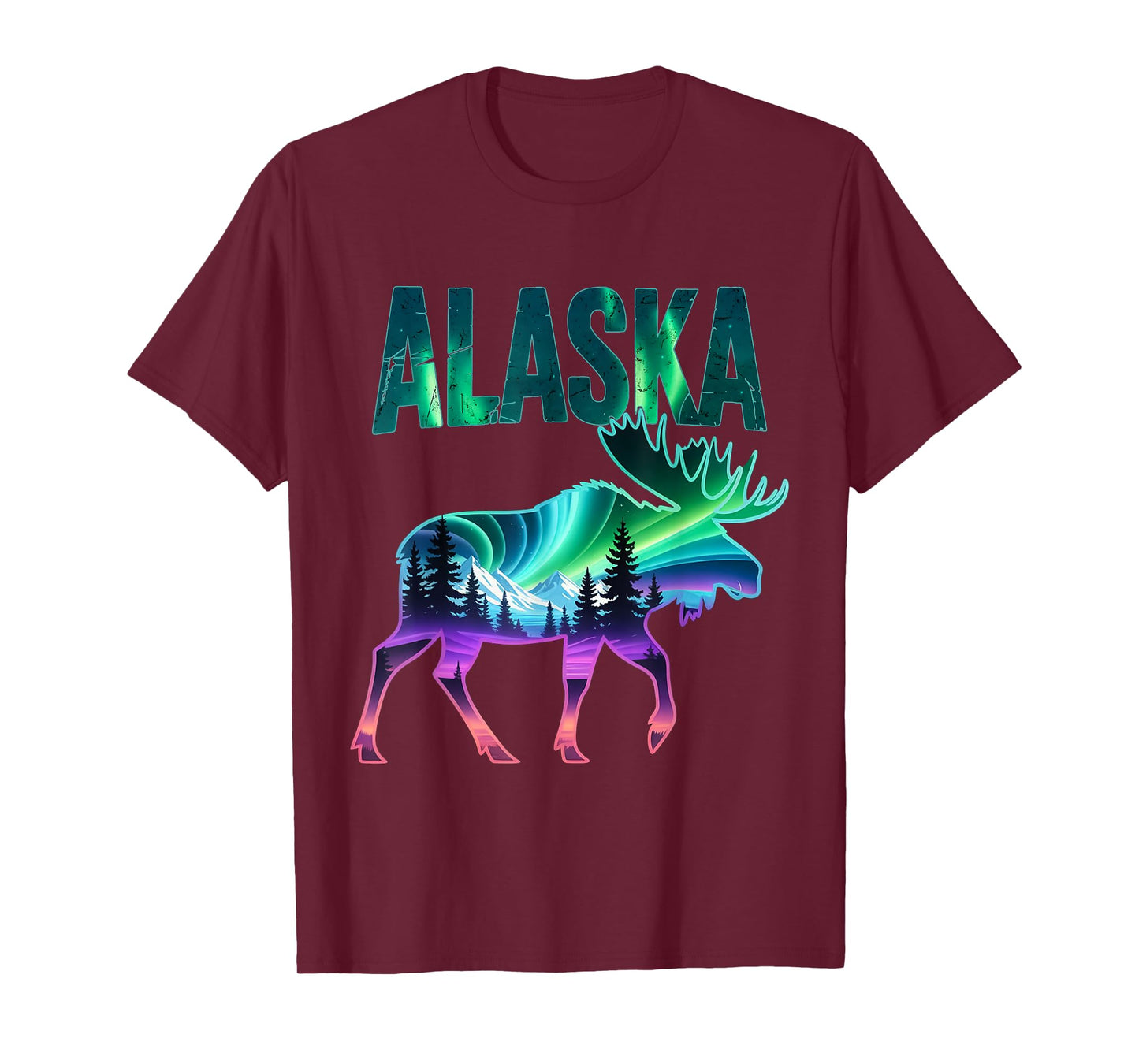 Alaska Northern Lights Viewing Moose Vacation Trip T-Shirt