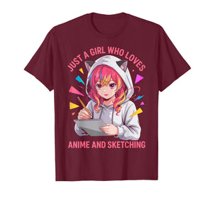 Just a Girl who Really Loves Anime & Sketching Drawing Lover T-Shirt