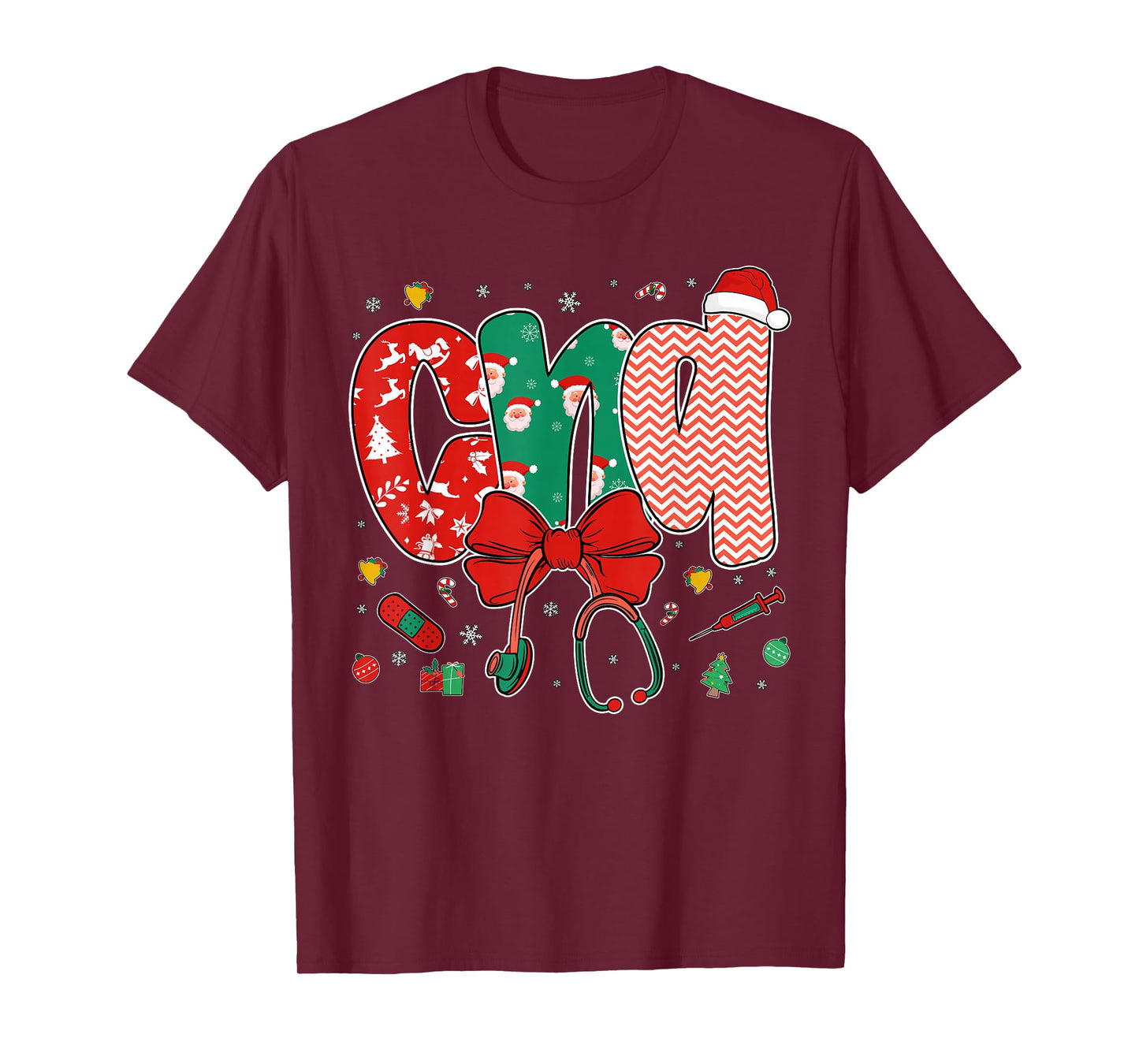 CNA Christmas Coquette Bow Certified Nursing Assistant Xmas T-Shirt