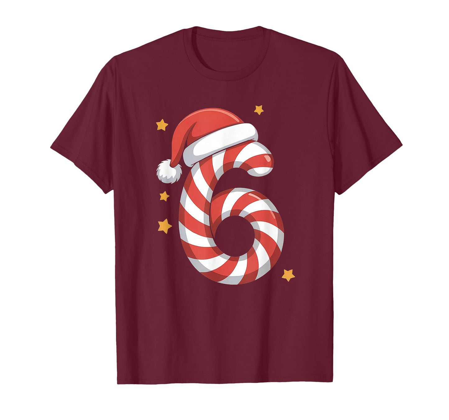 Xmas Candy Cane 6 Santa Hat Six Seven Matching Christmas T-Shirt