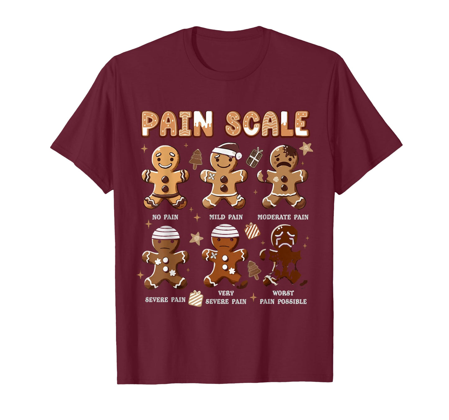 Funny Christmas Nurse Shirt Xmas Nurse Pain Scale Men Women T-Shirt