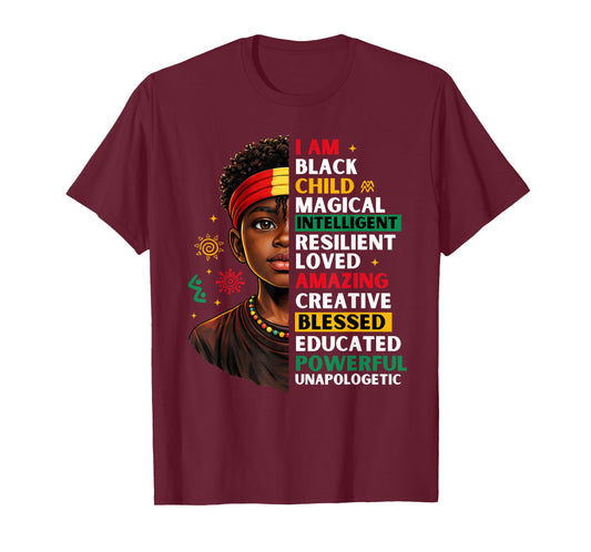 Black History Month African American Young Boys Kids Melanin T-Shirt