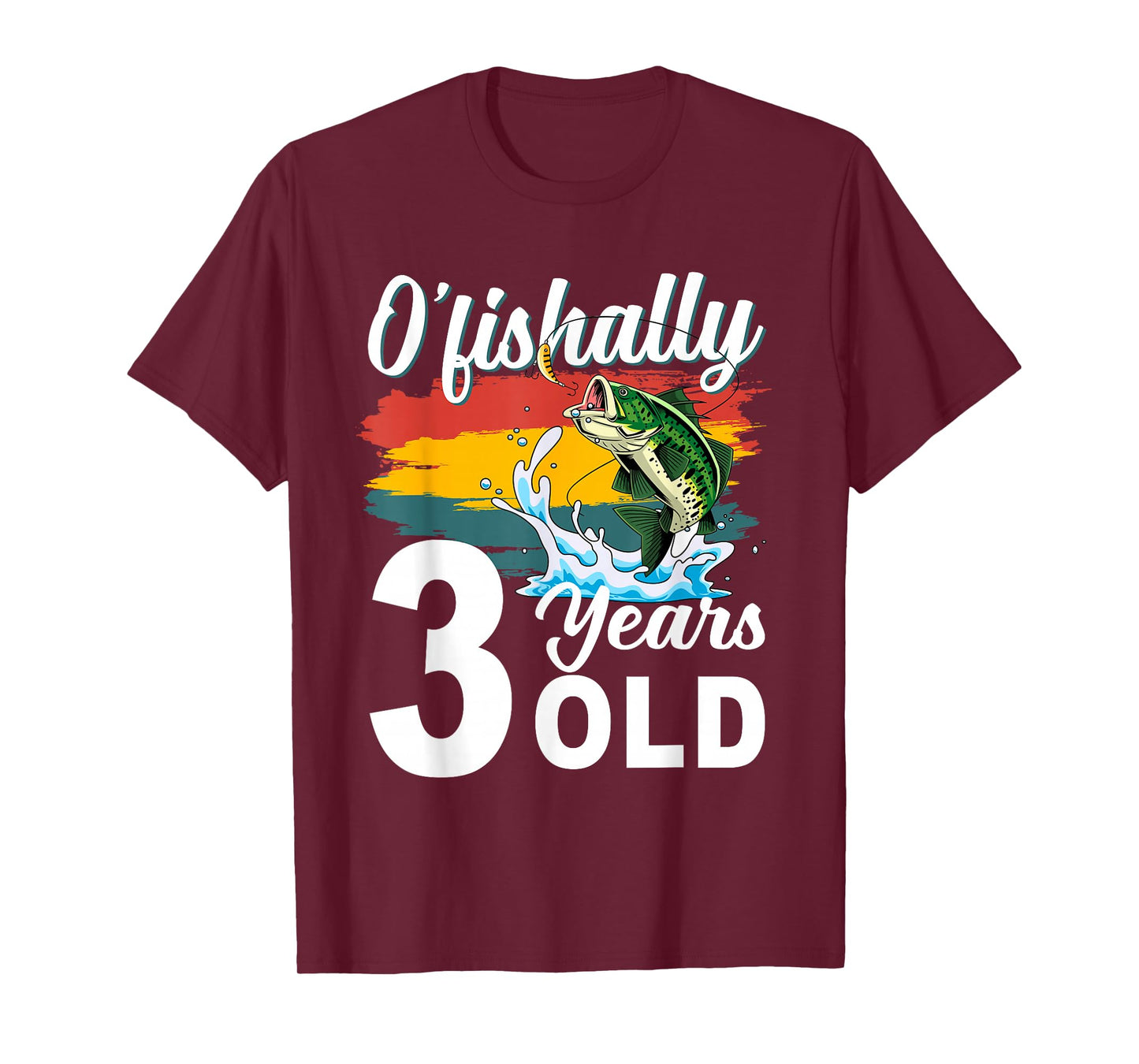 O’fishally 3 Years Old Birthday Boy Fishing Themed Party T-Shirt