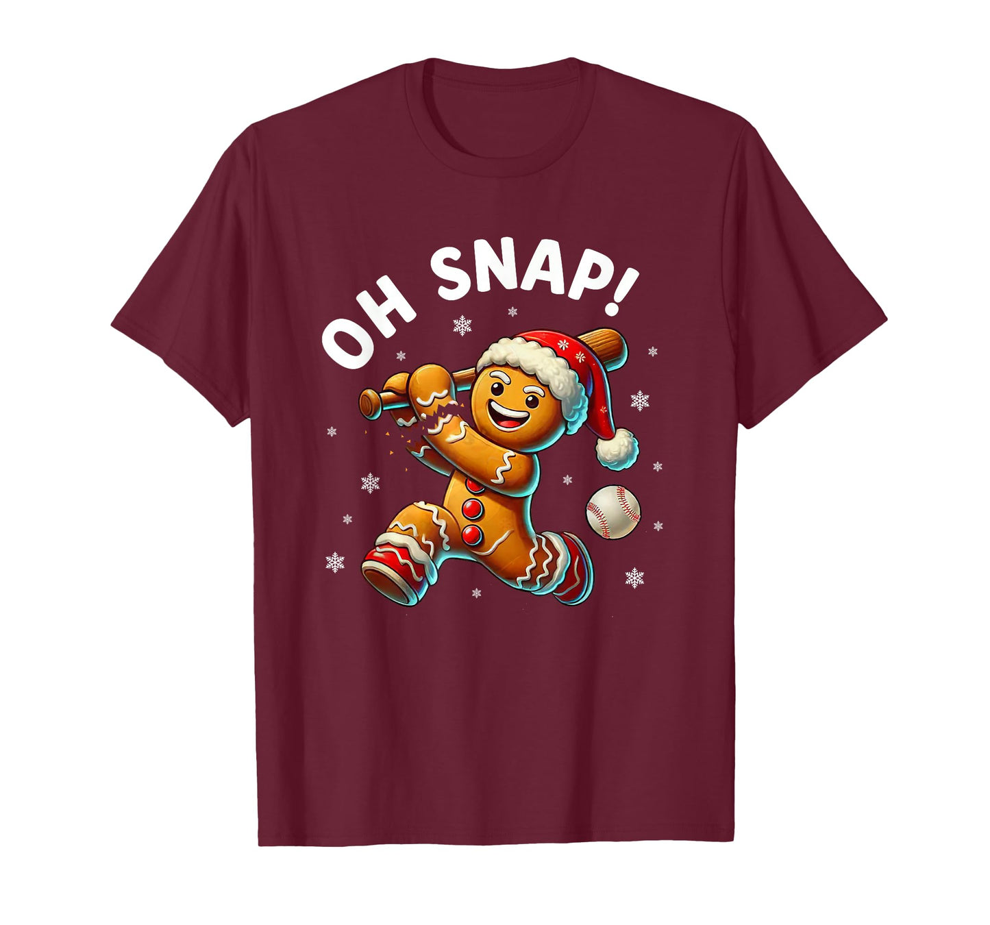 Oh Snap Gingerbread Man Funny Christmas Baseball Xmas T-Shirt