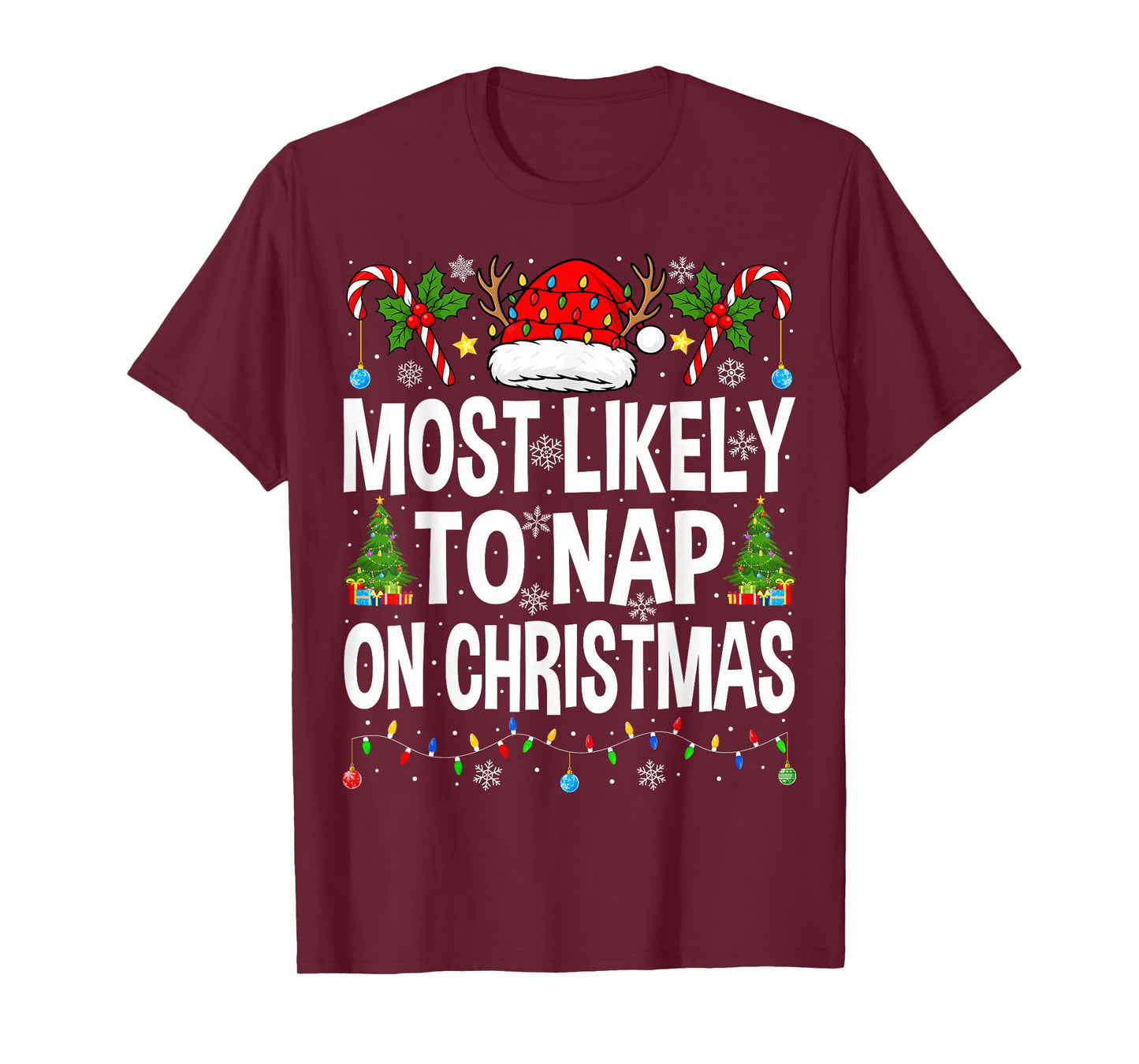 Most Likely to Nap On Christmas Family Matching Christmas T-Shirt
