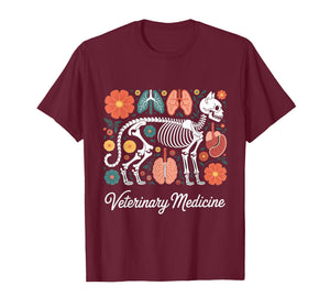 Floral Veterinary Anatomy Animal Vet Tech Assistant T-Shirt