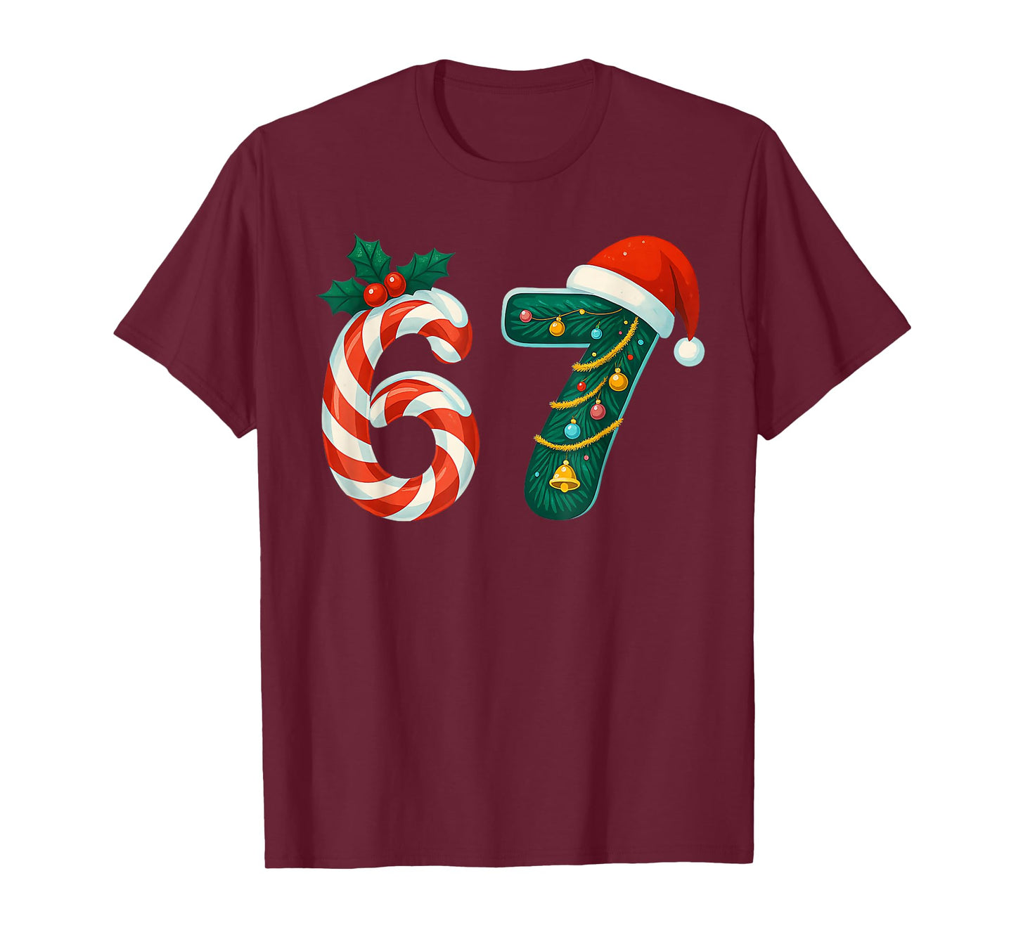 Funny Six Seven 6 7 Meme Christmas Family Xmas Santa 67 T-Shirt