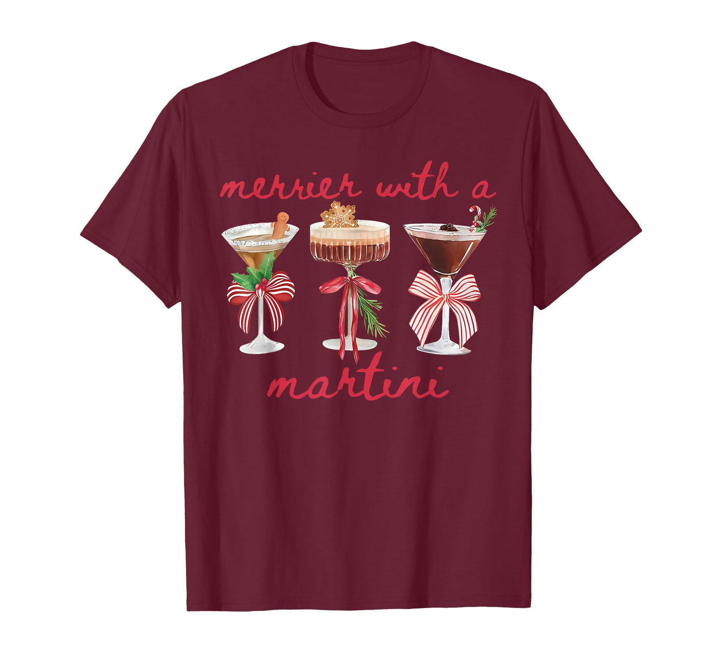 Merrier with A Martini Funny Bachelorette Merry Christmas T-Shirt
