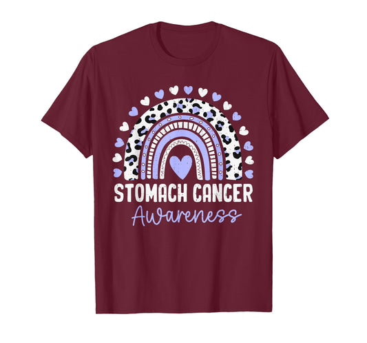 Stomach Cancer Awareness Rainbow Ribbon Periwinkle Blue T-Shirt