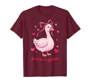 Gamma Goose Coquette Bow Pink Heart Valentines Mother's Day T-Shirt