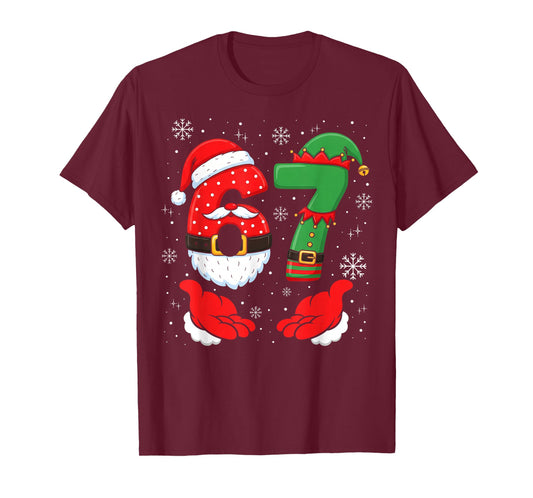 67 Six Seven 6 7 Meme Xmas Custome Couple Christmas Matching T-Shirt