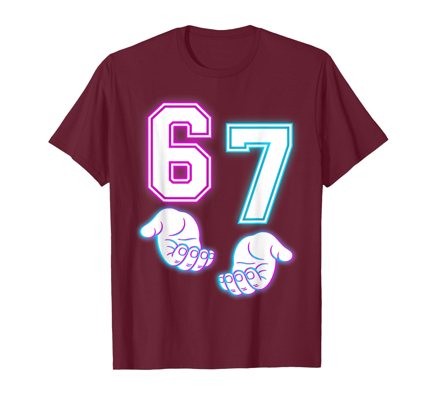 Funny Six Seven 6 7 Meme Gen Alpha Slang 6 7 Glowing Hands T-Shirt