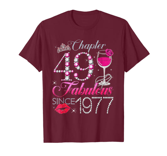 Chapter 49 Fabulous Since 1977 49th Birthday Queen Diamond T-Shirt