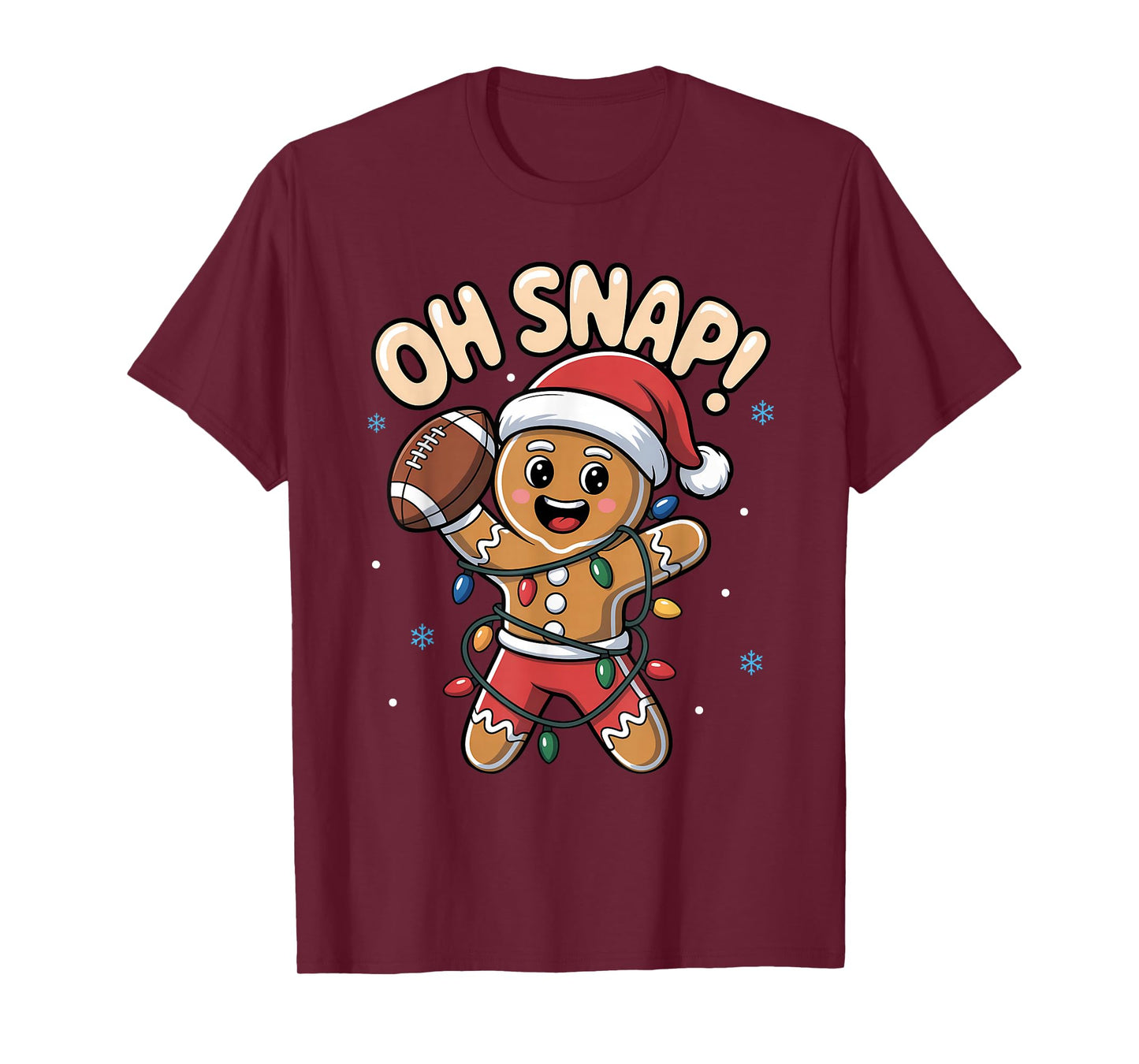 Oh snap Gingerbread Man Christmas Football Kids Boy Men T-Shirt