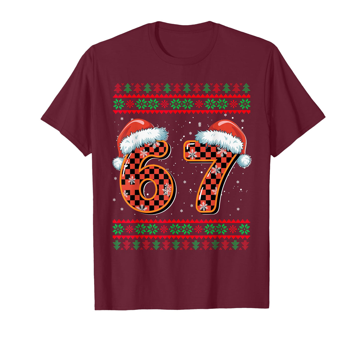 Funny 67 Six Seven Meme Brainrot Cringe Christmas Pajamas T-Shirt