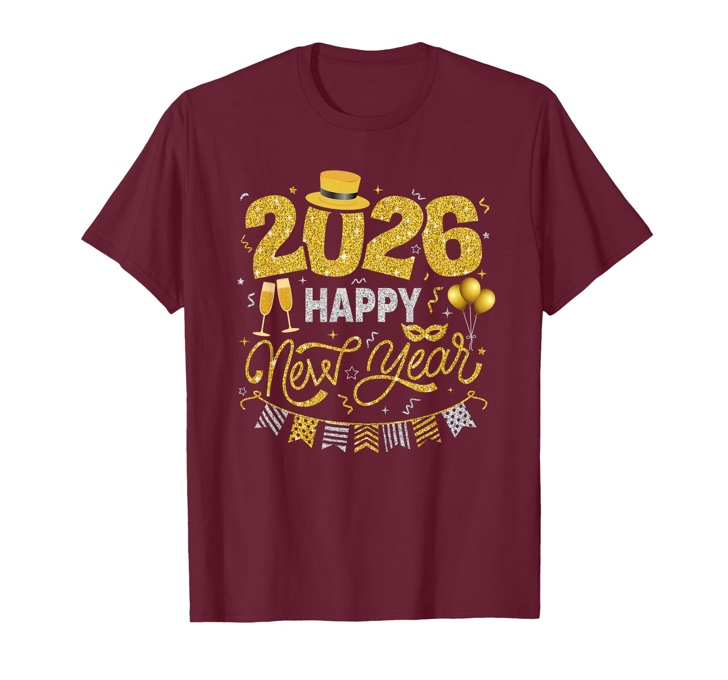 Happy New Year 2026 Fireworks Countdown New Years Eve Party T-Shirt