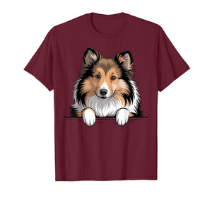 Sheltie Funny Peeking Shetland Sheepdog Puppy Dog Lover T-Shirt