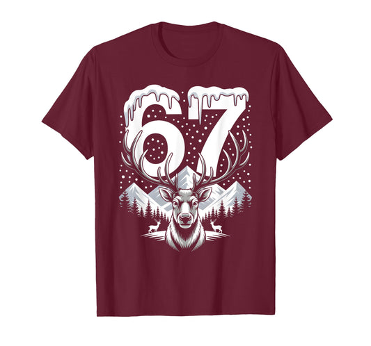 Christmas Deer 67 Meme Snowy Antler T-Shirt