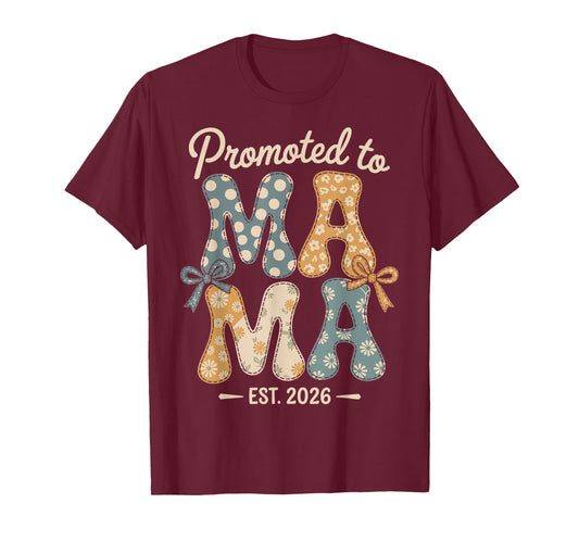 Cute Floral Leopard Coquette Fall Promoted to Mama Est 2026 T-Shirt