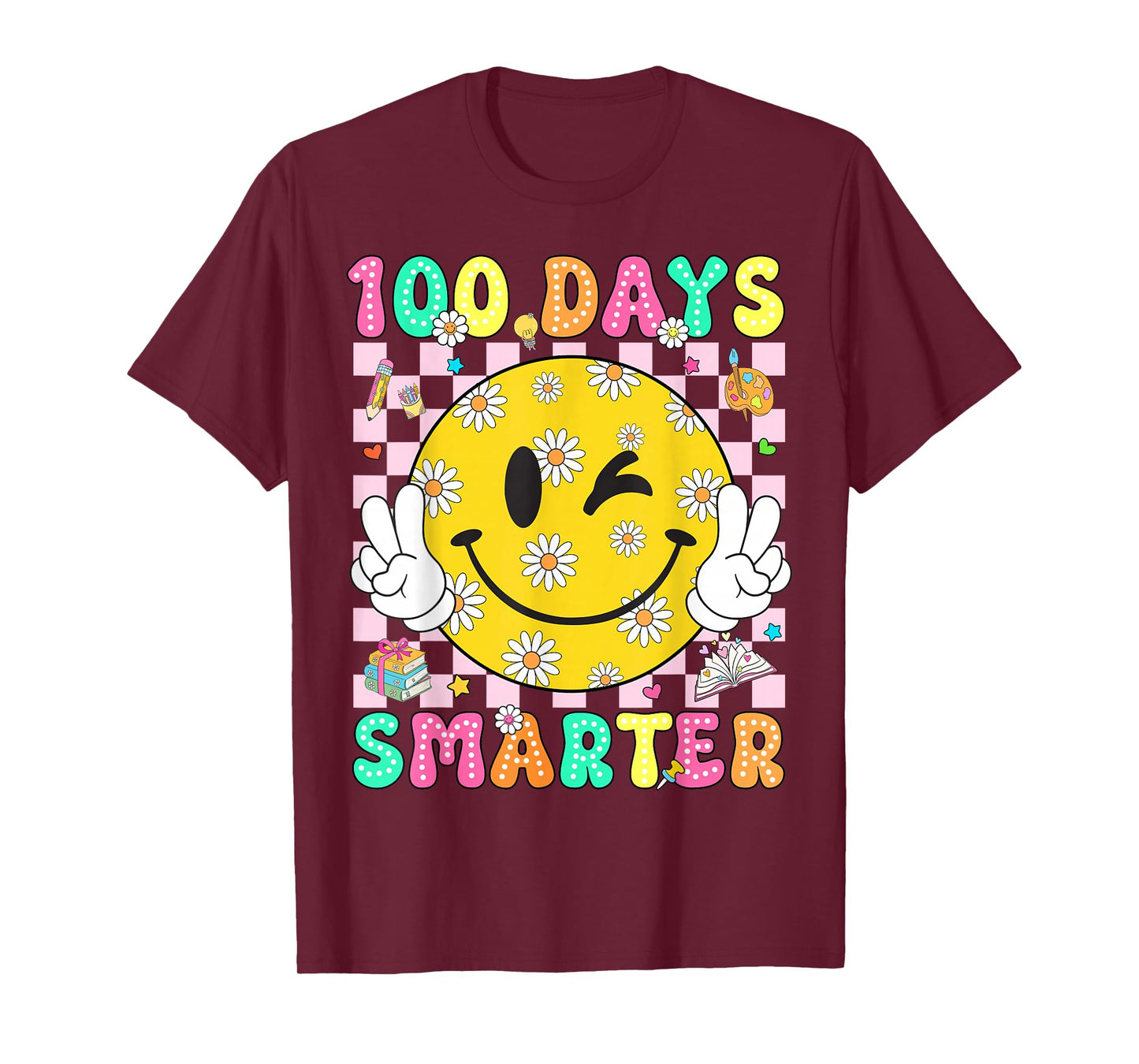 Groovy 100 Days Smarter Vibes Cute 100 Days of School Kids T-Shirt