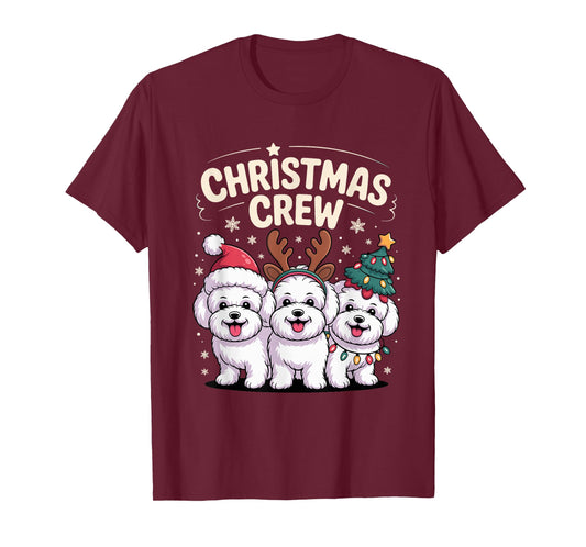 Christmas Crew Xmas Puppy Dog Funny Christmas Bichon Frise T-Shirt