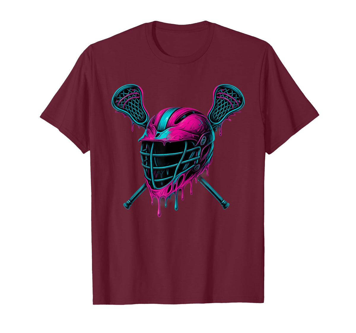 Dripping Lacrosse Helmet Ice Cream Drip Cool Boys Girls Lax T-Shirt