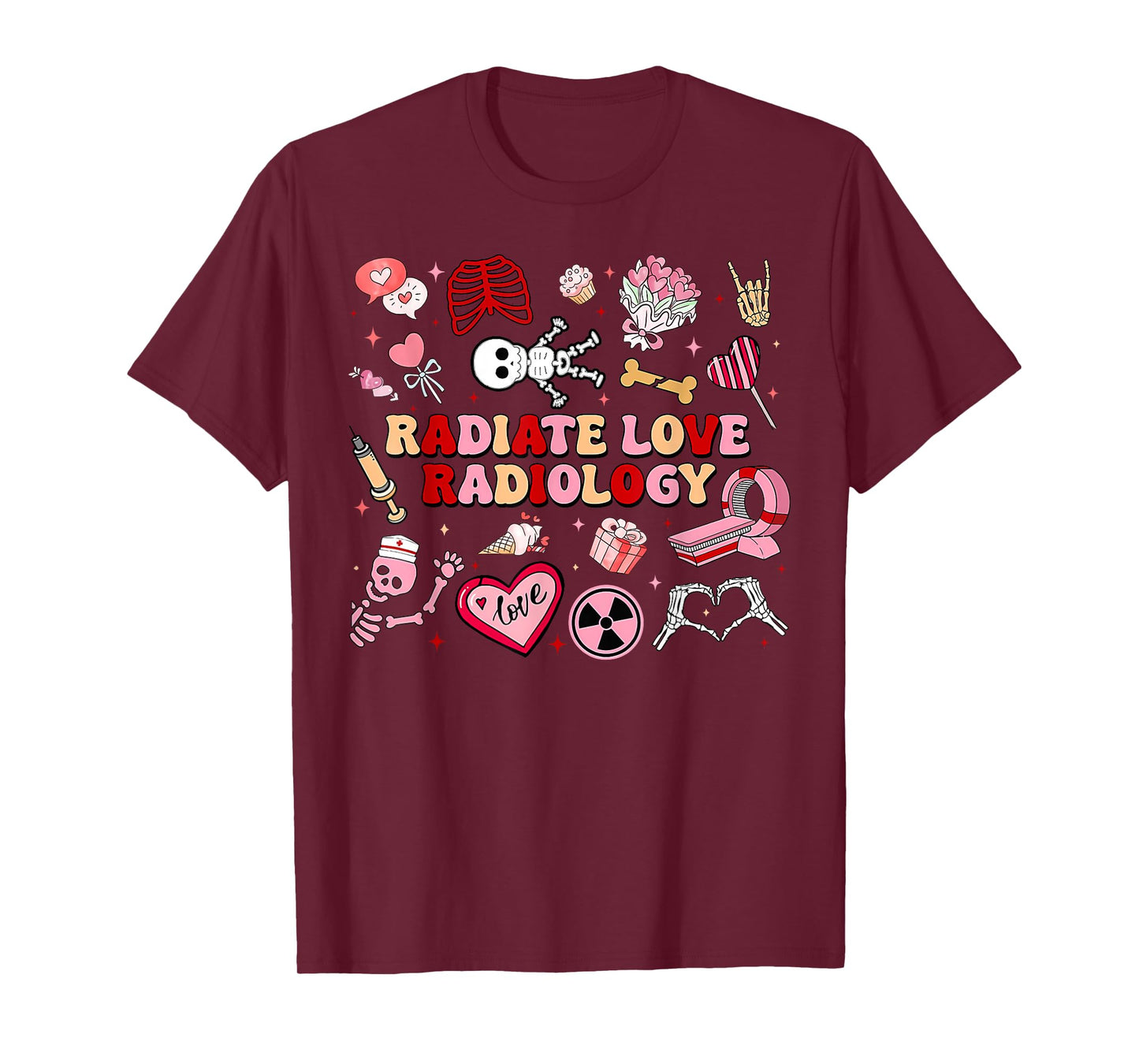 Radiate Love Radiology Valentines Day X-ray Tech Team Nurse T-Shirt