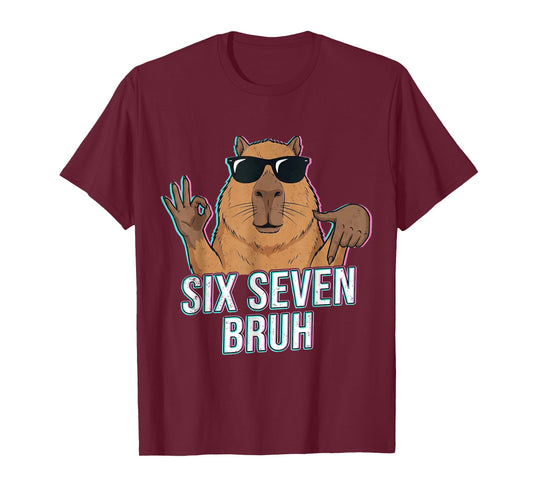 Six Seven Bruh Capybara 67 Boys Teens Kids Animals Lover 6 7 T-Shirt