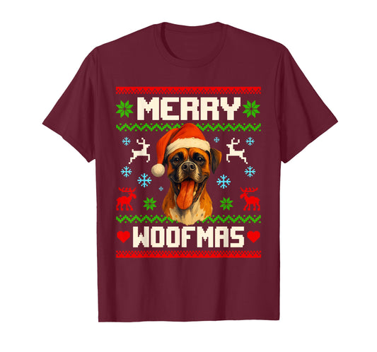 Funny Boxer Dog Christmas Ugly Sweater Pet Dog Lover Xmas T-Shirt