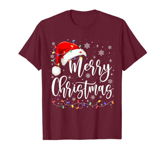 Merry Christmas Lights Red Santa Hat Xmas Family Men Women T-Shirt