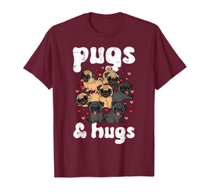 Valentines Day Dog Pug and Hugs Cute Puppy Men Women Kids T-Shirt