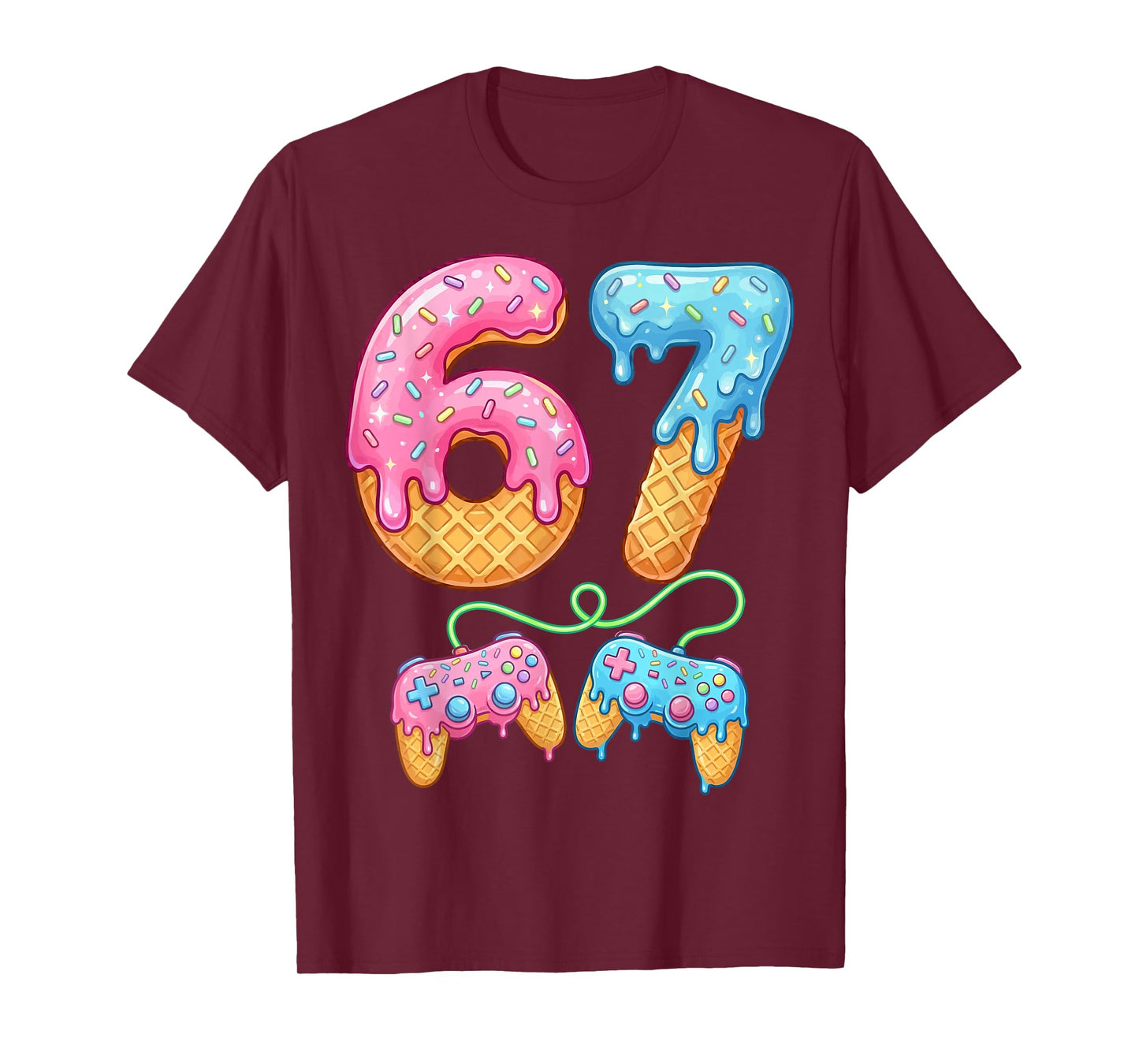 67 Ice Cream Drip Meme Gamer Six Seven Gen Alpha Slang T-Shirt