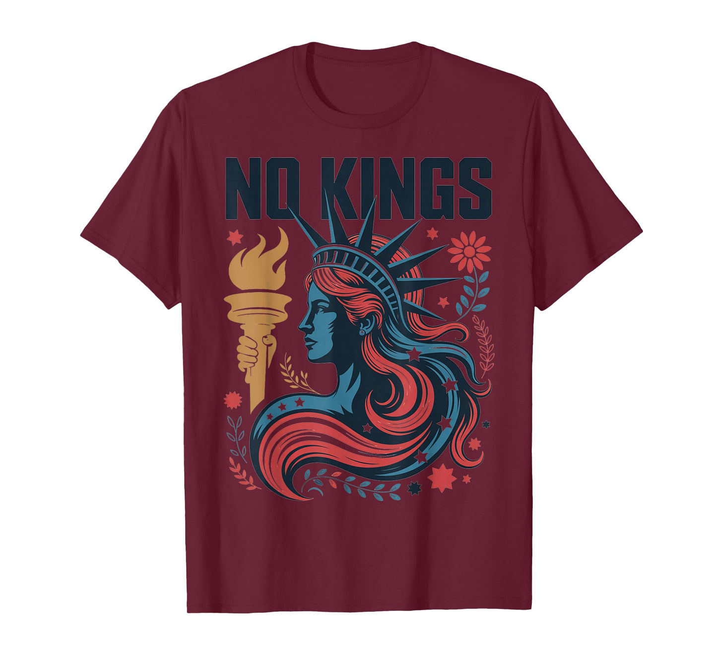 No Kings Retro Patriotic Woman Liberty Art Design T-Shirt