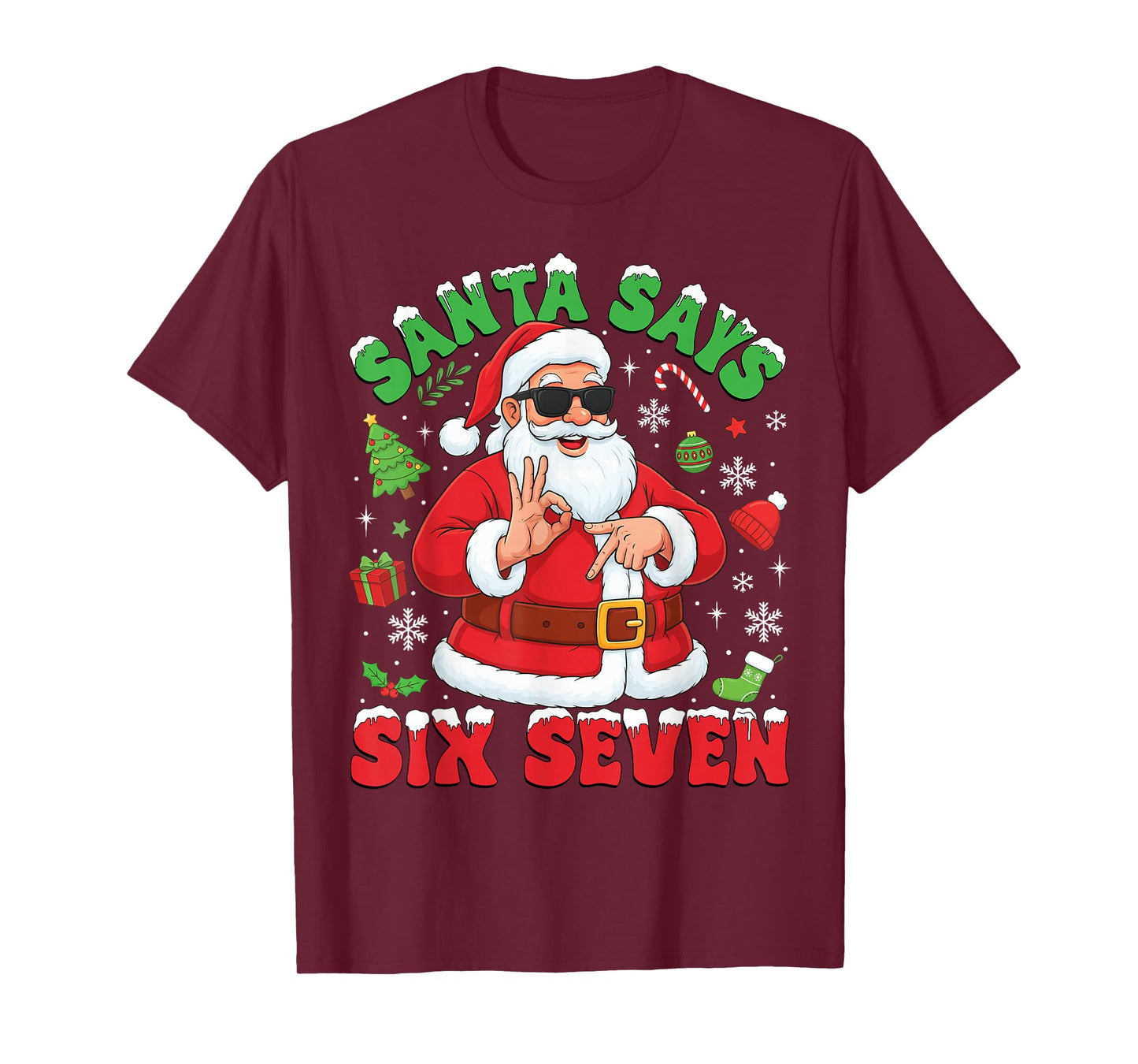 Funny Santa Says Six Seven Merry Christmas 67 Santa Claus T-Shirt